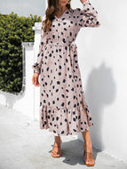 Polka Dot Print Slit Long Dress