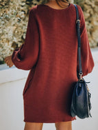 Solid Pocket Sweater Dress