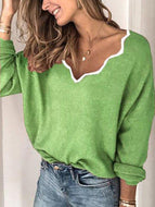 Multi-colored Neckline White Edged Sweater