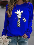 Giraffe Print Hooded Sweatshirt