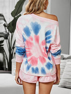 Women Home Wear Two-piece Casual Tie-dye Pajamas Suit