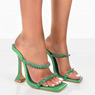 Large Size Metal Chain European and American One-line High-heeled Fashion Women's Sandals