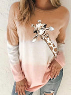 Autumn New Gradient Print Long-sleeved Loose Casual Women's Top