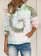 Casual Tie-dye Printed Loose Hooded Sweatshirt