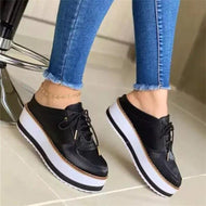 Lace-up Slip-on Shoes Thick-soled Casual European and American Plus Size Women's Casual Shoes Slippers