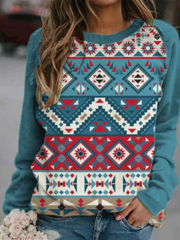 Ethnic Pattern Printed Sweatshirt