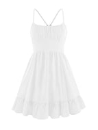 Summer New Sexy Suspenders Open Back Ruffle Dress