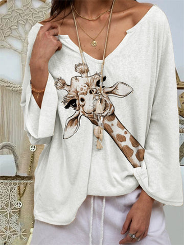 Printed Women's Giraffe T-shirt Top